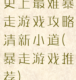 史上最难暴走游戏攻略清新小道(暴走游戏推荐)