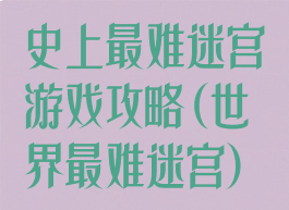 史上最难迷宫游戏攻略(世界最难迷宫)