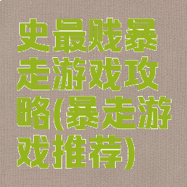 史最贱暴走游戏攻略(暴走游戏推荐)