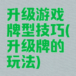 升级游戏牌型技巧(升级牌的玩法)