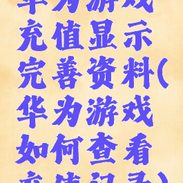 华为游戏充值显示完善资料(华为游戏如何查看充值记录)