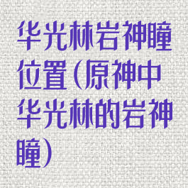 华光林岩神瞳位置(原神中华光林的岩神瞳)