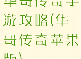 华哥传奇手游攻略(华哥传奇苹果版)