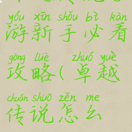 卓越传说手游新手必看攻略(卓越传说怎么玩)