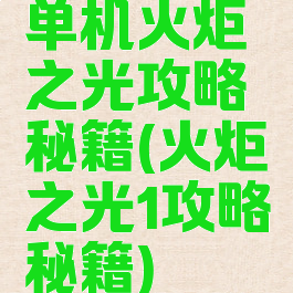 单机火炬之光攻略秘籍(火炬之光1攻略秘籍)
