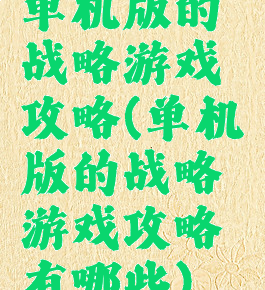 单机版的战略游戏攻略(单机版的战略游戏攻略有哪些)