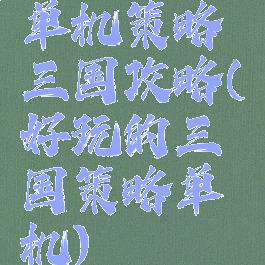 单机策略三国攻略(好玩的三国策略单机)