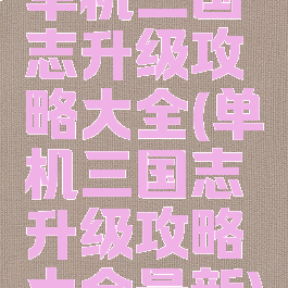 单机三国志升级攻略大全(单机三国志升级攻略大全最新)