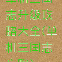 单机三国志升级攻略大全(单机三国志攻略)