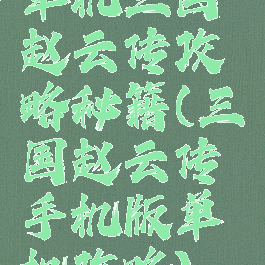 单机三国赵云传攻略秘籍(三国赵云传手机版单机攻略)