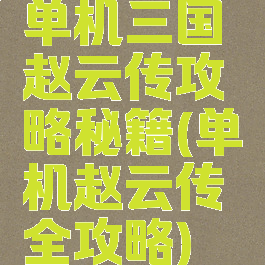 单机三国赵云传攻略秘籍(单机赵云传全攻略)