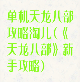 单机天龙八部攻略淘儿(《天龙八部》新手攻略)