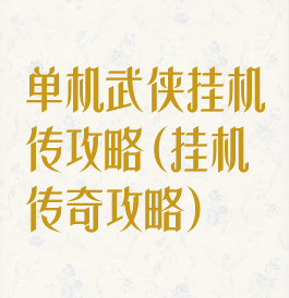 单机武侠挂机传攻略(挂机传奇攻略)
