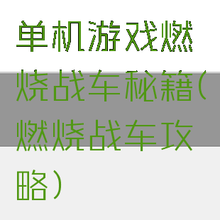 单机游戏燃烧战车秘籍(燃烧战车攻略)
