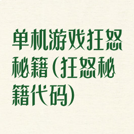 单机游戏狂怒秘籍(狂怒秘籍代码)