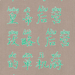 单机游戏皇帝后宫攻略(后宫的单机游戏)