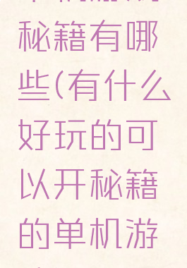 单机游戏秘籍有哪些(有什么好玩的可以开秘籍的单机游戏)