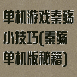 单机游戏秦殇小技巧(秦殇单机版秘籍)