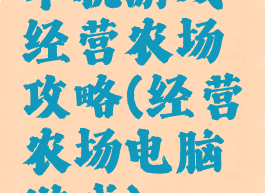 单机游戏经营农场攻略(经营农场电脑游戏)