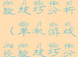 单机游戏经验技巧分析(单机游戏经验技巧分析图)