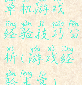 单机游戏经验技巧分析(游戏经验丰富)