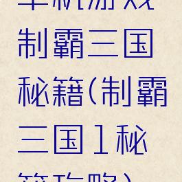单机游戏制霸三国秘籍(制霸三国1秘籍攻略)