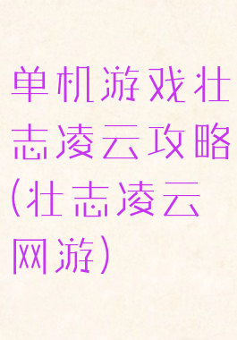 单机游戏壮志凌云攻略(壮志凌云网游)