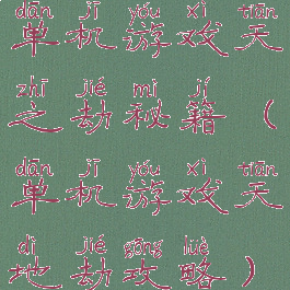 单机游戏天之劫秘籍(单机游戏天地劫攻略)