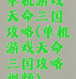 单机游戏天命三国攻略(单机游戏天命三国攻略视频)