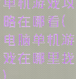 单机游戏攻略在哪看(电脑单机游戏在哪里找)