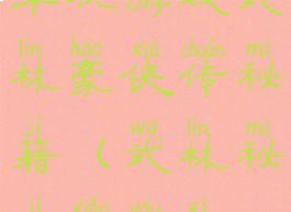 单机游戏武林豪侠传秘籍(武林秘籍小游戏)