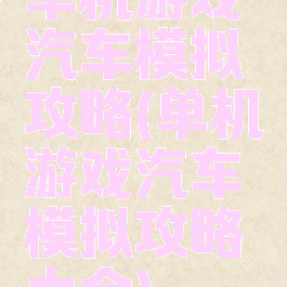 单机游戏汽车模拟攻略(单机游戏汽车模拟攻略大全)