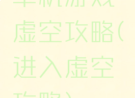 单机游戏虚空攻略(进入虚空攻略)