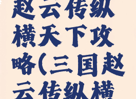单机游戏赵云传纵横天下攻略(三国赵云传纵横天下攻略)