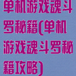 单机游戏魂斗罗秘籍(单机游戏魂斗罗秘籍攻略)