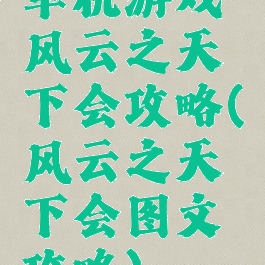 单机游戏风云之天下会攻略(风云之天下会图文攻略)