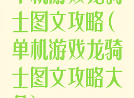 单机游戏龙骑士图文攻略(单机游戏龙骑士图文攻略大全)