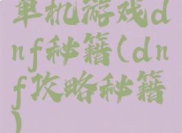 单机游戏dnf秘籍(dnf攻略秘籍)