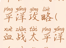单机血战太平洋攻略(血战太平洋游戏单机)