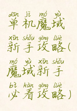 单机魔域新手攻略(魔域新手必看攻略)