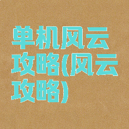 单机风云攻略(风云攻略)