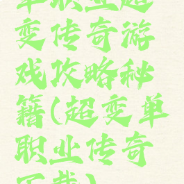 单职业超变传奇游戏攻略秘籍(超变单职业传奇下载)