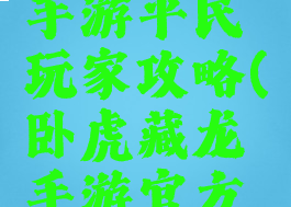 卧虎藏龙手游平民玩家攻略(卧虎藏龙手游官方网站)