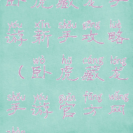 卧虎藏龙手游新手攻略(卧虎藏龙手游官方网站)