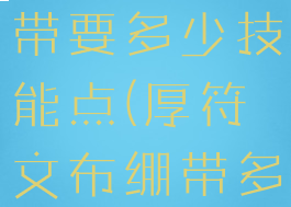 厚符文布绷带要多少技能点(厚符文布绷带多少可以用)