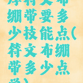 厚符文布绷带要多少技能点(符文布绷带多少点学)