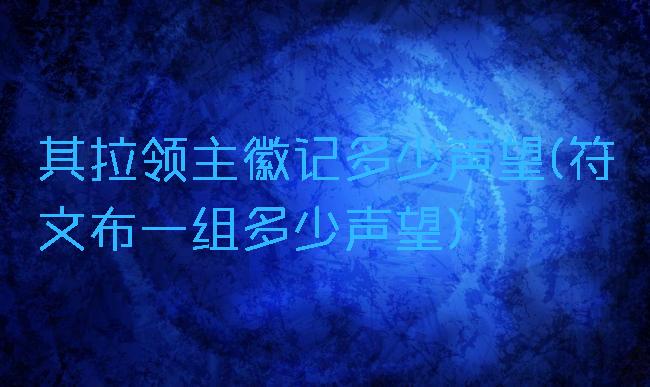 其拉领主徽记多少声望(符文布一组多少声望)