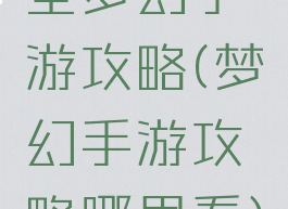 全梦幻手游攻略(梦幻手游攻略哪里看)
