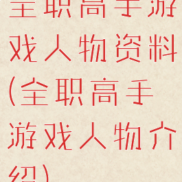 全职高手游戏人物资料(全职高手游戏人物介绍)