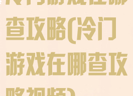 冷门游戏在哪查攻略(冷门游戏在哪查攻略视频)
